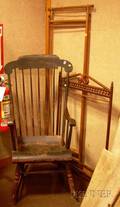 Paint Decorated Boston Armrocker a Late Victorian Bentwood Firescreen Frame and Wooden ThreePanel Folding Fl