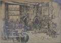 Framed Etching of an Antique Shop by Alexander Aladar Blum American 18881969