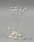 Steuben Colorless Glass Cornucopia Vase with Base