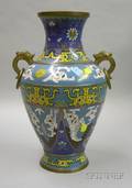 Large Dragon Handled Cloisonne Vase