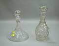 Two Colorless Glass Decanters with Stoppers