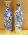 Pair of Asian Contemporary Large Bottleshaped Palace Vases