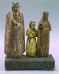 Carved and Polychrome Painted Wood Santos ThreePerson Figural Group