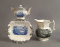 Staffordshire pitcher teapot and platter 19th c