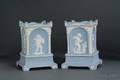Pair of Wedgwood Solid Blue Jasper Square Bough Pots