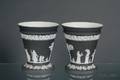 Pair of Wedgwood Black Jasper Dip Vases and Covers