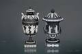 Two Wedgwood Black Jasper Dip Vases and Covers