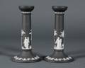 Pair of Wedgwood Black Jasper Dip Candlesticks