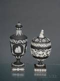 Two Wedgwood Black Jasper Vases and Covers