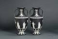 Pair of Wedgwood Black Jasper Dip Trophy Vases