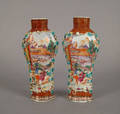 Pair of Chinese export porcelain vasiform wall pockets 18th c