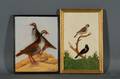 Lot of Two Ornithological Paintings Continental School 19th Century Red Wings