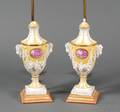 Pair of Paris Porcelain Urn Lamp Bases
