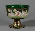 Venetian Enameled Green Glass Bowl after the Barovier Wedding Cup