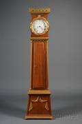 Danish Faux Grained Pine and Parcel Gilt Mobilier Tall Case Clock