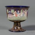 Venetian Enamel Decorated Cobalt Blue Glass Coupe after the Barovier Wedding Cup