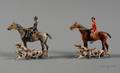 Two Small Austrian Cold Painted Bronze Figures of Fox Hunters