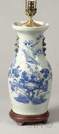 Blue and White Chinese Porcelain Vasiform Lamp