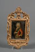Giltwood Framed English Reversepainted Lithograph on Glass