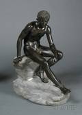 Bronze and Marble Figure of Mercury at Rest