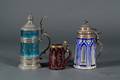 Three Colored Glass Steins