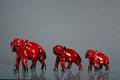 Three Royal Doulton Flambe Elephants