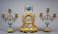 Three Piece Sevresstyle Bronze Mounted Porcelain Garniture