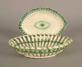 Leedsware reticulated oval fruit basket with stand ca 1790