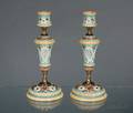 Pair of Doulton Lambeth Majolica Candlesticks