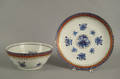 Chinese export blue iron red and gold punch bowl and undertray ca 1800