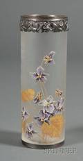Enameled Glass Vase Manner of Mt Joye