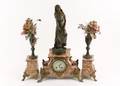 French 3 Piece Marble Clock Garniture Set
