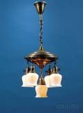 Hanging Lamp with Quezal Shades