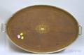 Oval Edwardian Inlaid Mahogany and Sheffield Silver Tray