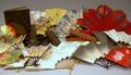 Fifteen Japanese Paper Fans Three Fan Boxes and Fans of Japan Reference Book