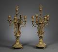 Pair of Italian Renaissancestyle Cast Brass FiveLight Candelabra