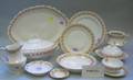 Fiftyfour Piece Austrian Transfer Rose Decorated Porcelain Dinner Set