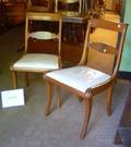 Set of Eight Classicalstyle Mahogany Side Chairs with White Leather Upholstered Seats