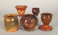 Five pieces of miniature redware 19th c