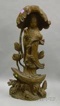 Chinese Carved Hardwood Figure of Kuan Yin