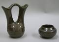 Native American Small San Ildefonso Blackware Jar and a Blackware Wedding Vase