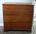 Redpainted Pine Blanket Chest over Two Long Drawers