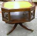 Regencystyle Octagonal Leatherinset Top Mahogany Veneer BookshelfTable
