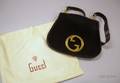 Vintage Gucci Blue Suede and Leather Shoulder Bag