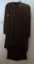 Vintage Sonia Rykiel Black Crepe and Rhinestone Twopiece Outfit