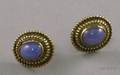 Pair of 14kt Gold and Star Sapphire Earrings
