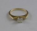 Modernist 14kt Yellow Gold and Diamond Solitaire