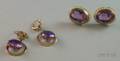 Pair of 14kt Gold Amethyst and Seed Pearl Earrings and a Pair of Synthetic Corundum Earrings