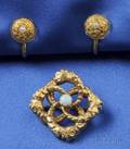 Antique 14kt Gold and Rock Crystal Earclips LE Garrigus  Company