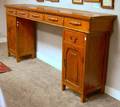 Asian Wooden FiveDrawer Console Table with Double Cabinet Base